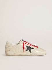 Golden Goose Men's Super-Star in glossy white matelassé leather with black leather star