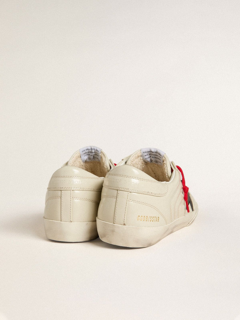 Golden Goose Men's Super-Star in glossy white matelassé leather with black leather star
