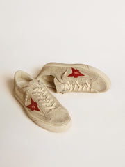 Golden Goose Men's Super-Star LTD in gray suede with red leather star