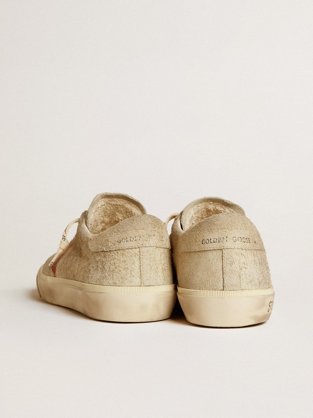 Golden Goose Men's Super-Star LTD in gray suede with red leather star