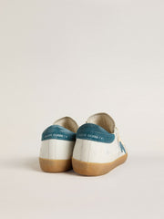 Golden Goose Men's Super-Star in leather with petrol-blue suede star and heel tab