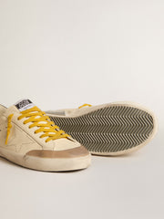 Golden Goose Men's Super-Star in leather with perforated star and gray suede heel tab