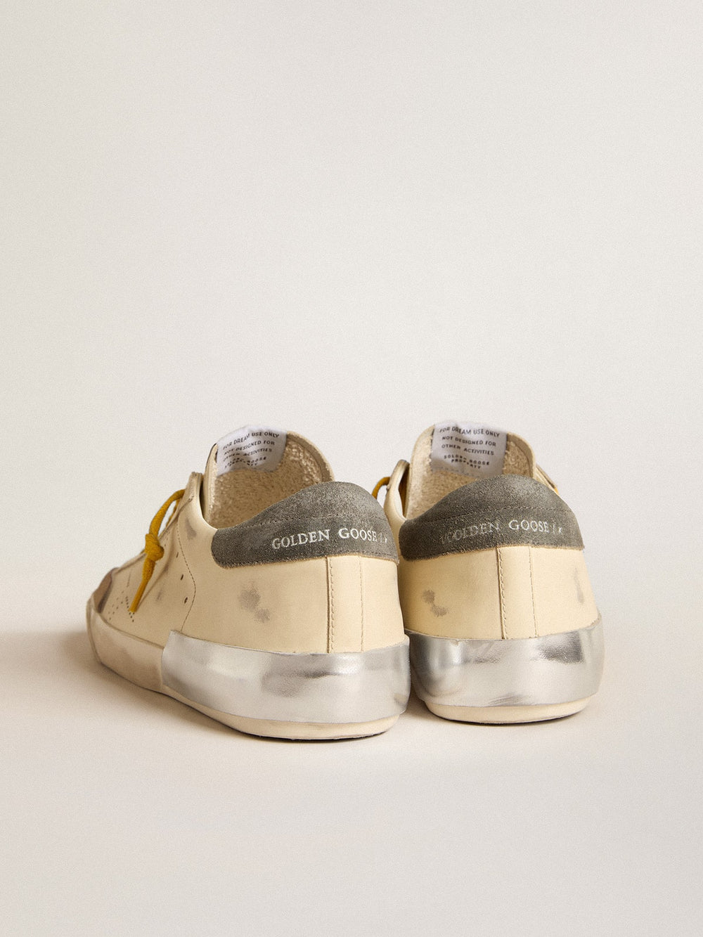 Golden Goose Men's Super-Star in leather with perforated star and gray suede heel tab