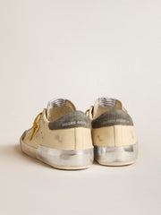 Golden Goose Men's Super-Star in leather with perforated star and gray suede heel tab
