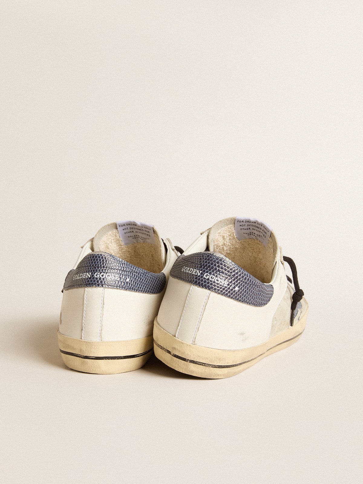 Golden Goose Men's Super-Star in leather and suede with blue lizard-print leather star