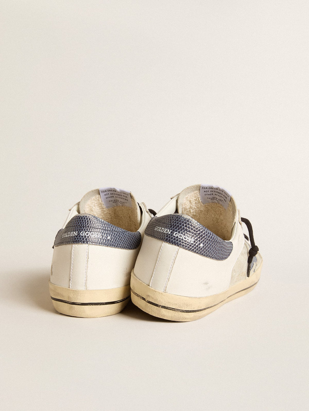 Golden Goose Men's Super-Star in leather and suede with blue lizard-print leather star