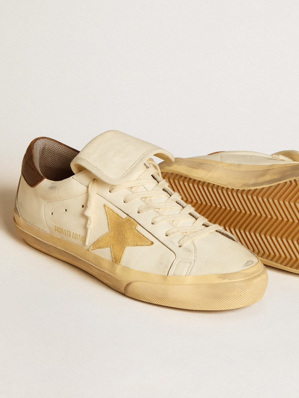 Golden Goose Men's Super-Star LTD in nappa with suede star and brown heel tab