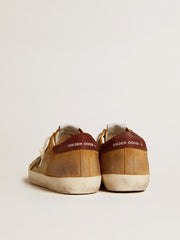 Golden Goose Men’s Super-Star in beige and caramel suede with black crackle leather star