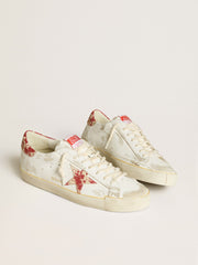Golden Goose White Men's Super-Star LAB with rust-effect star and heel tab