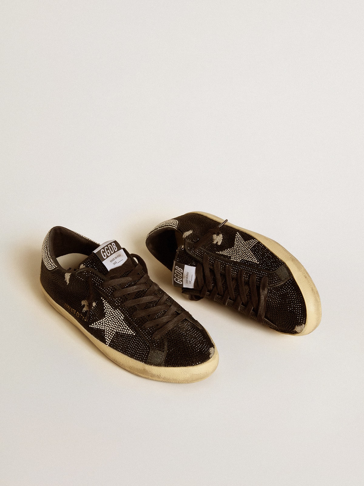Golden Goose Men's Super-Star in suede and Swarovski crystals with silver star