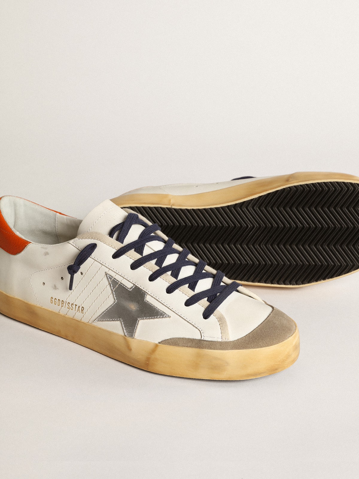 Golden Goose Super-Star Penstar with silver star and orange heel tab