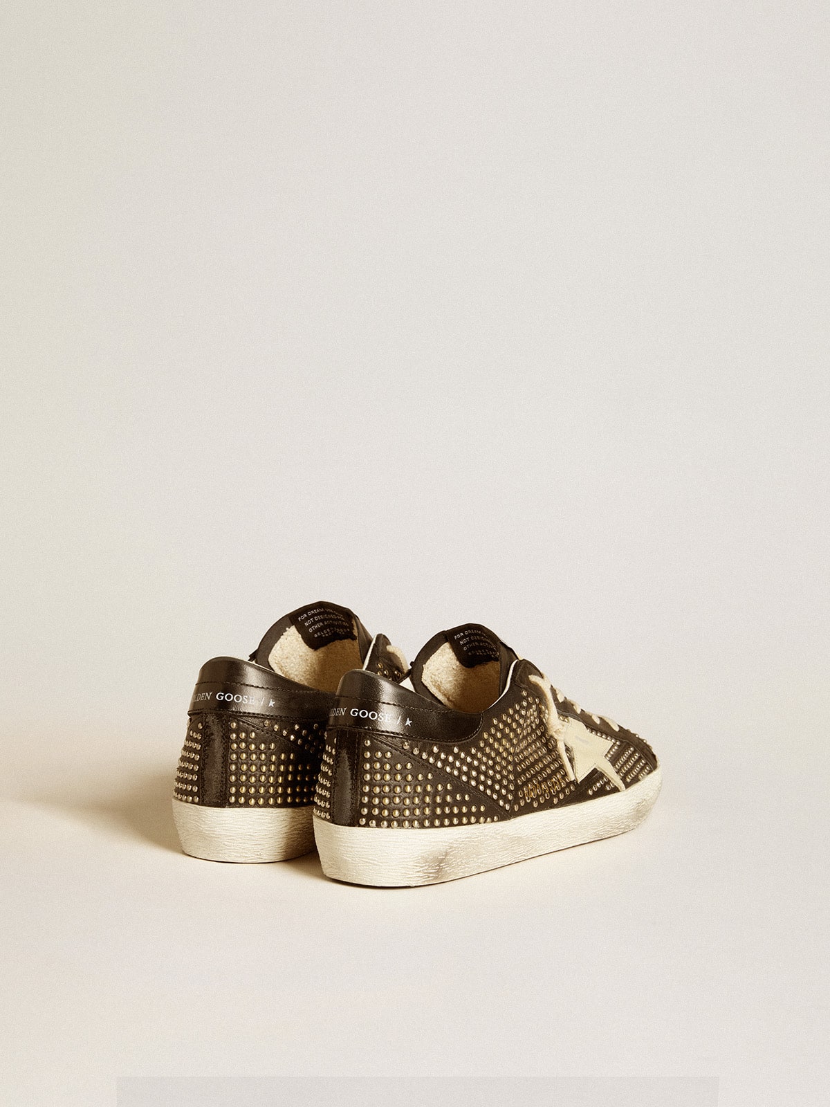 Golden Goose Men’s Super-Star in studded black nappa with white leather star
