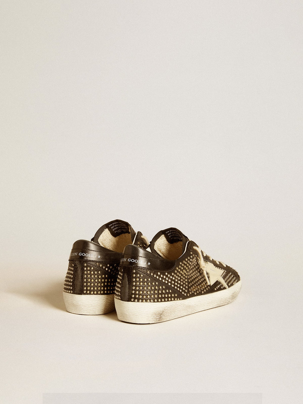 Golden Goose Men’s Super-Star in studded black nappa with white leather star