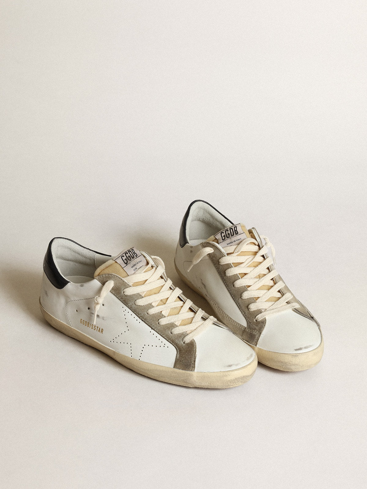 Golden Goose Men's Super-Star with perforated star and blue heel tab