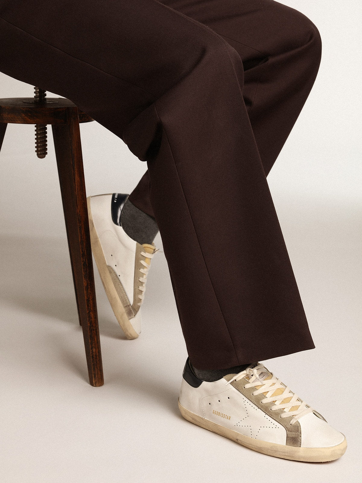 Golden Goose Men's Super-Star with perforated star and blue heel tab