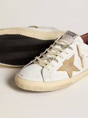 Golden Goose Men's Super-Star with sand suede star and red croc-print leather heel tab
