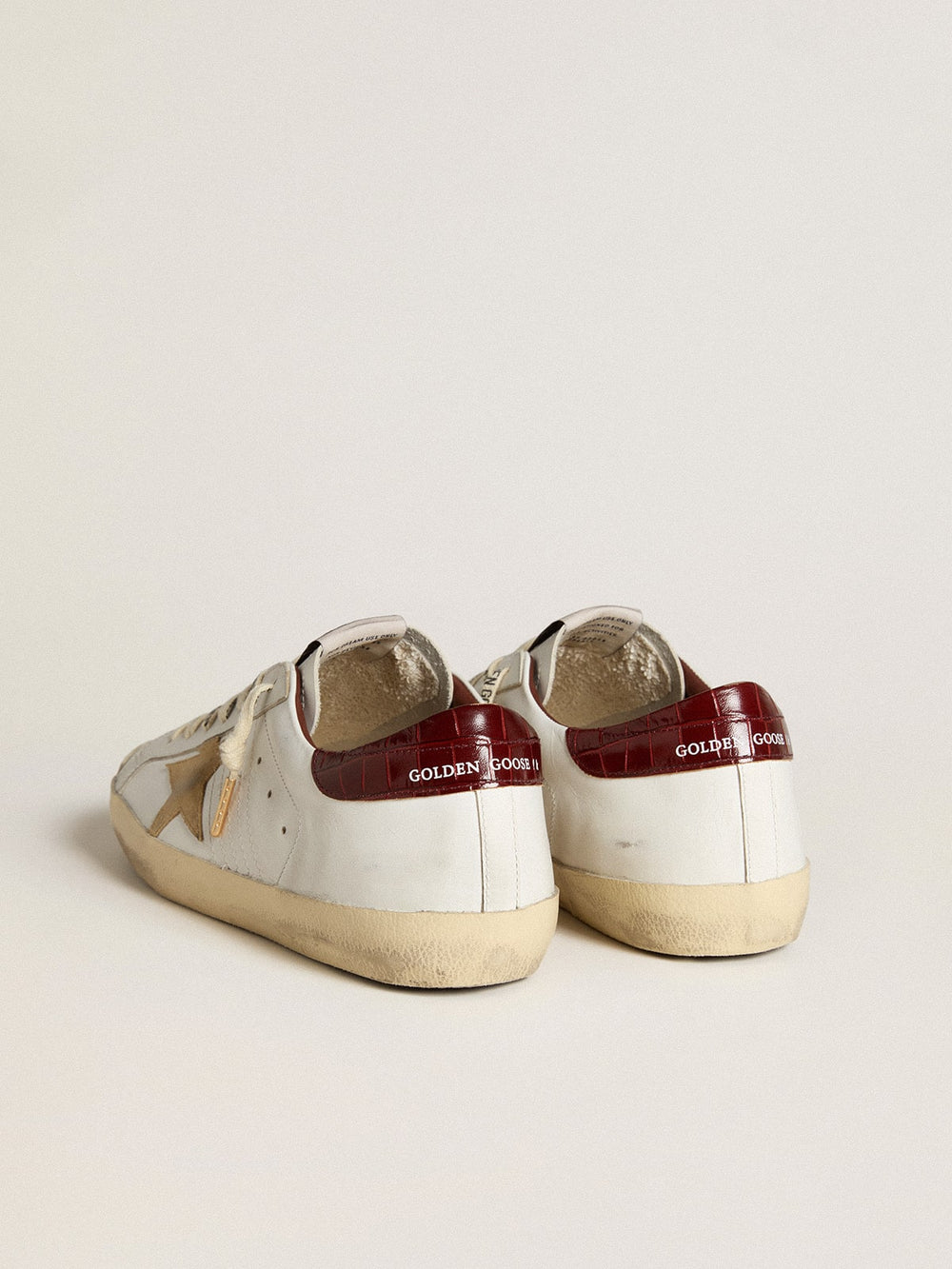 Golden Goose Men's Super-Star with sand suede star and red croc-print leather heel tab
