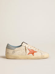 Golden Goose Men's Super-Star with crocodile-print star and silver-blue heel tab
