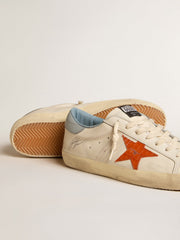 Golden Goose Men's Super-Star with crocodile-print star and silver-blue heel tab