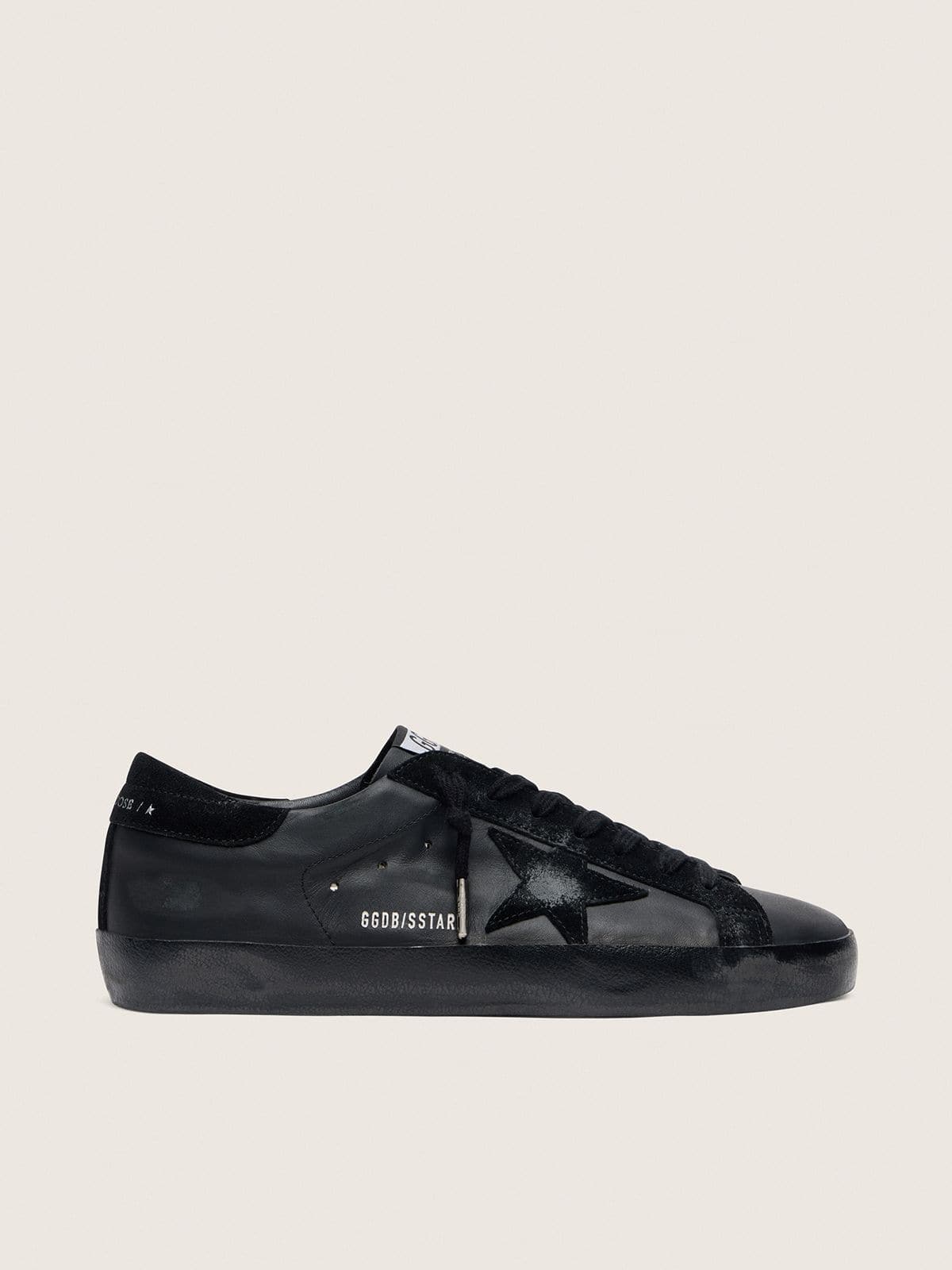 Golden Goose Men's Super-Star in black nappa with black suede star and heel tab