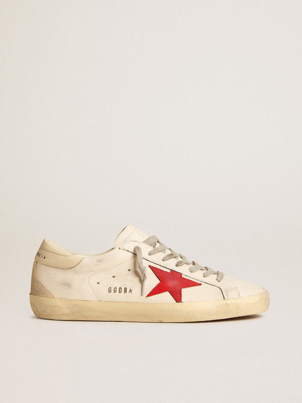 Golden Goose Men's Super-Star in nappa with red star and cream leather heel tab