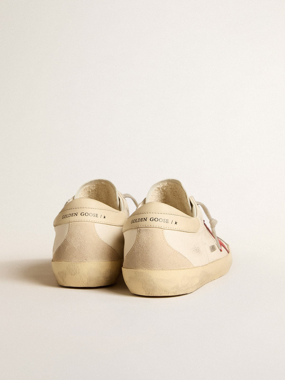 Golden Goose Men's Super-Star in nappa with red star and cream leather heel tab