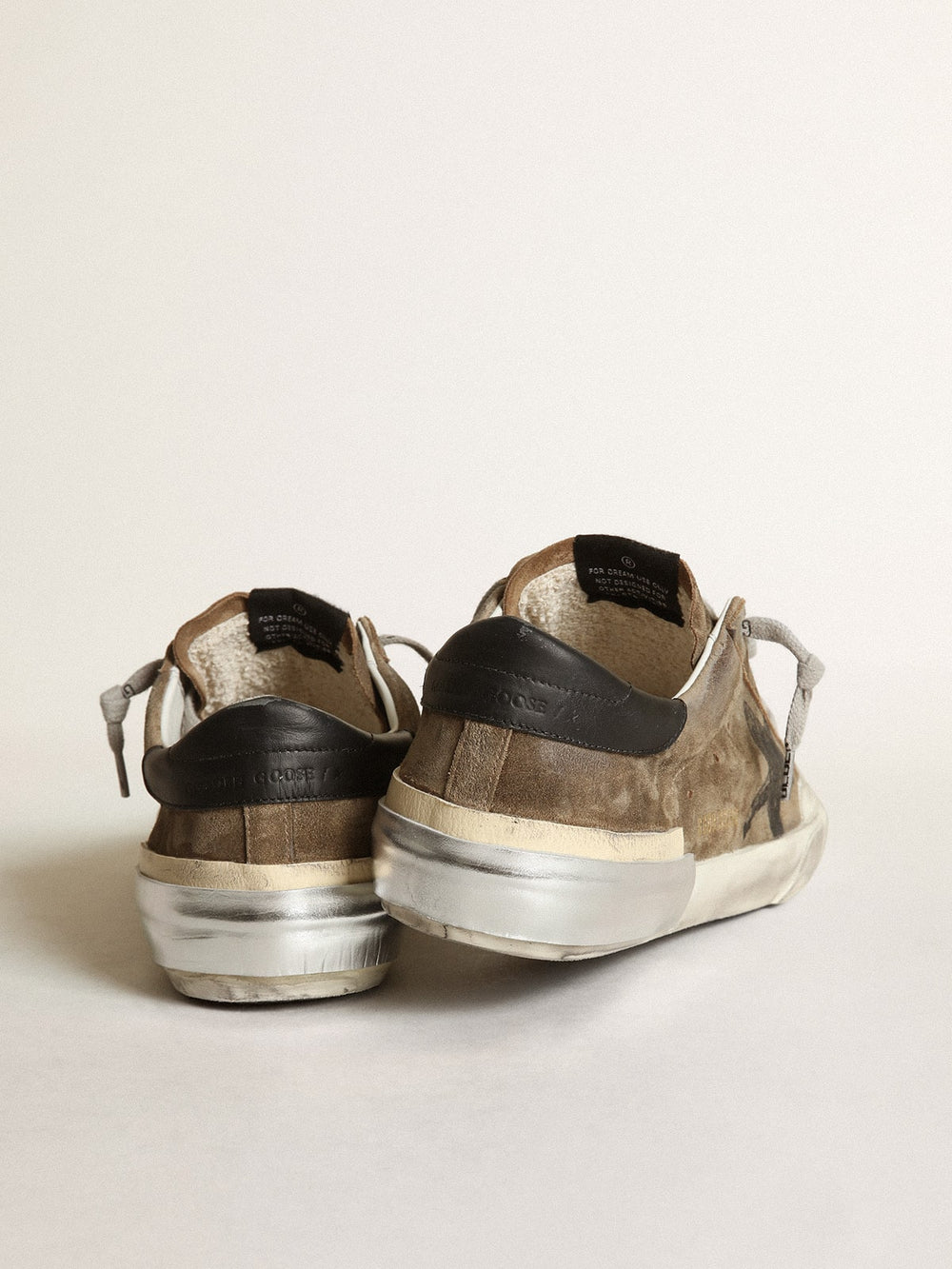 Golden Goose Super-Star  in military-green suede with screen-printed star