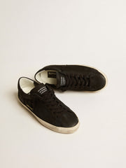 Golden Goose Men's Super-Star in black nubuck with perforated star and black nubuck heel tab