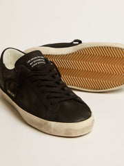 Golden Goose Men's Super-Star in black nubuck with perforated star and black nubuck heel tab