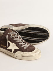 Golden Goose Men's Super-Star in gray suede with ecru nappa star and heel tab