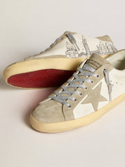 Golden Goose Men’s Super-Star in nappa with ice-gray suede star and black embroidery