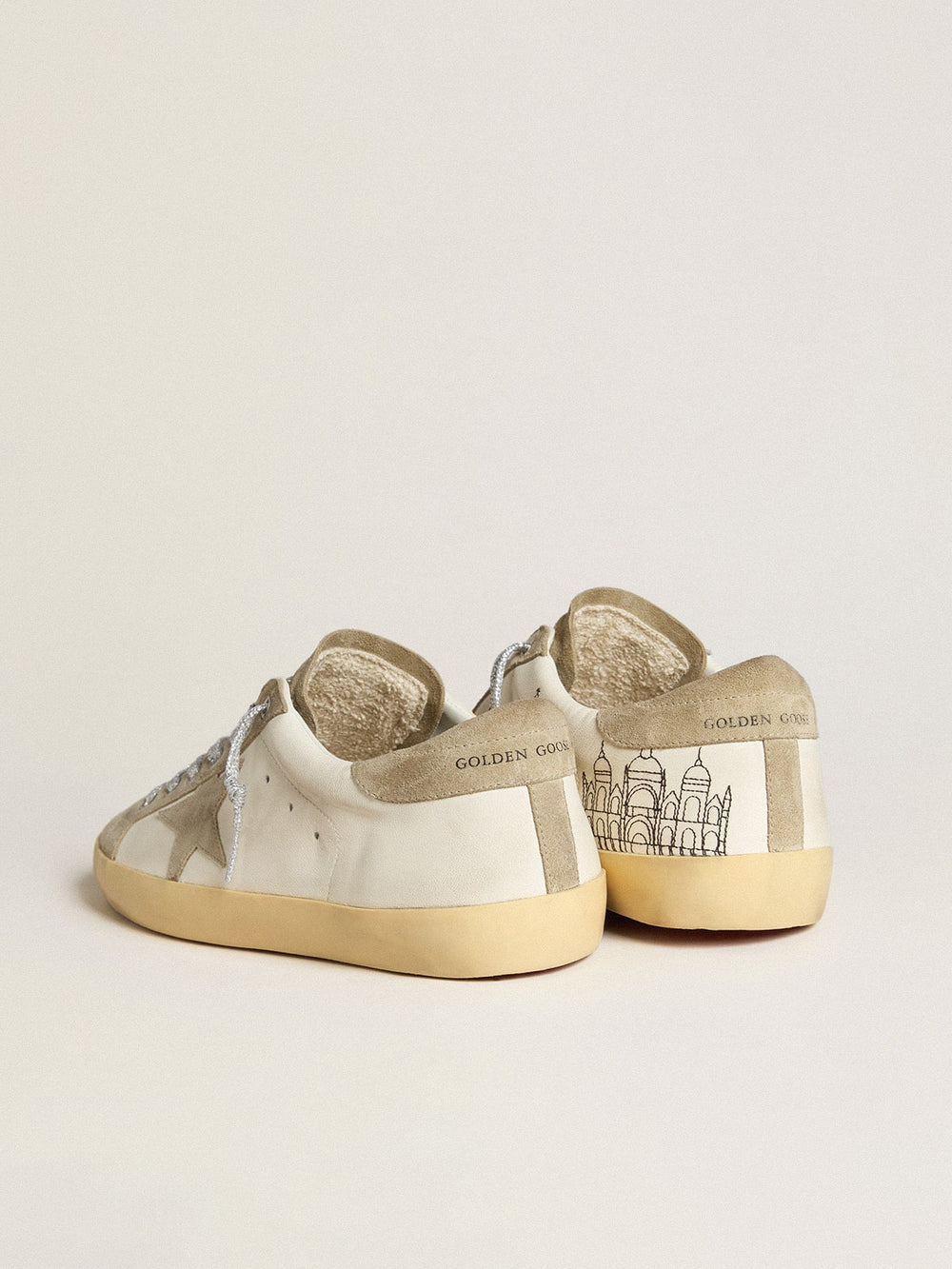 Golden Goose Men’s Super-Star in nappa with ice-gray suede star and black embroidery
