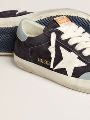 Golden Goose Men's Super-Star in midnight-blue suede with white leather star and light blue leather heel tab