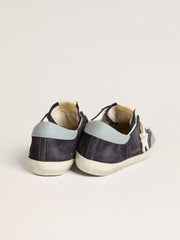 Golden Goose Men's Super-Star in midnight-blue suede with white leather star and light blue leather heel tab