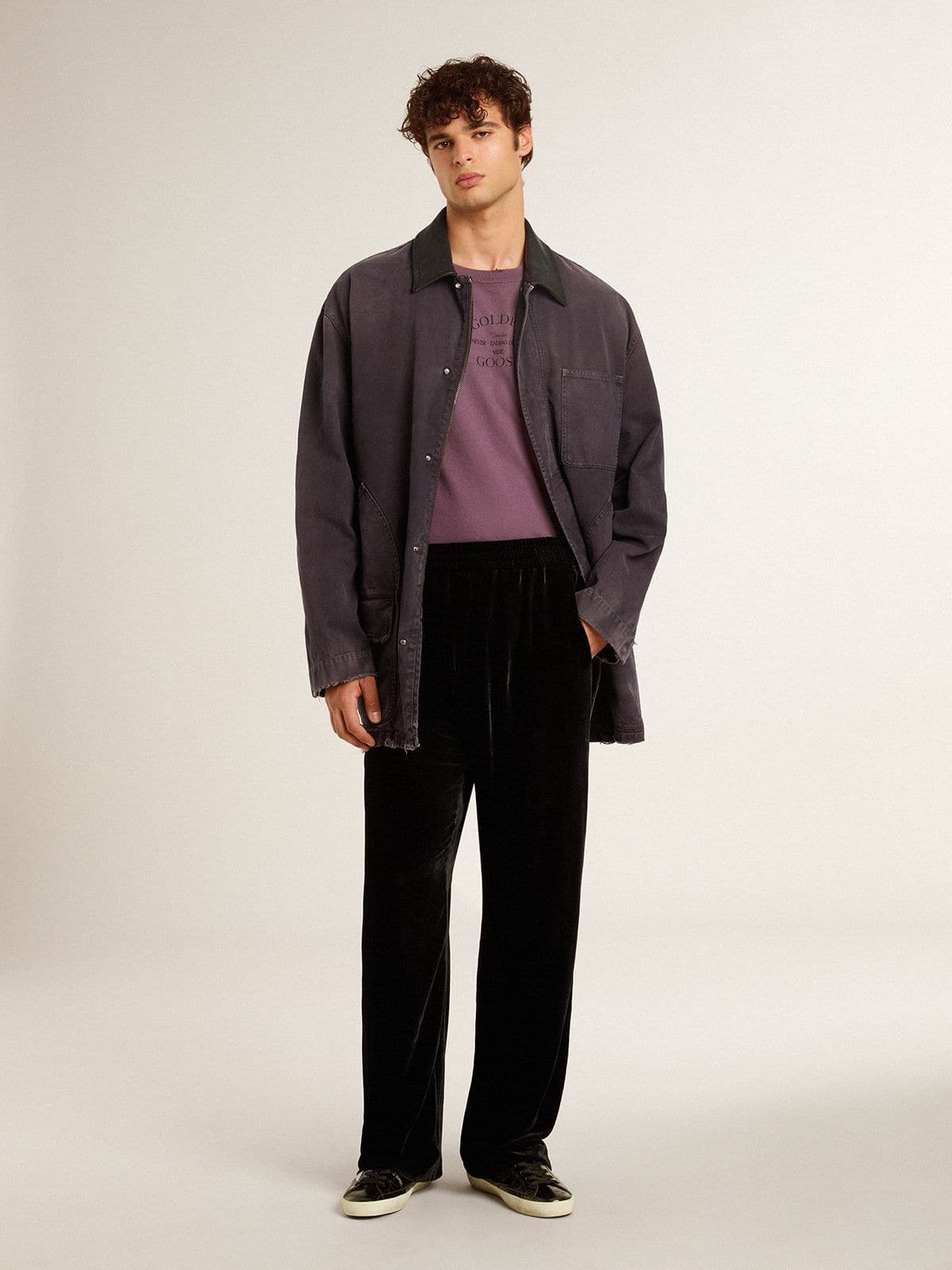 Golden Goose Men's Super-Star  in black patent leather with suede star and heel tab