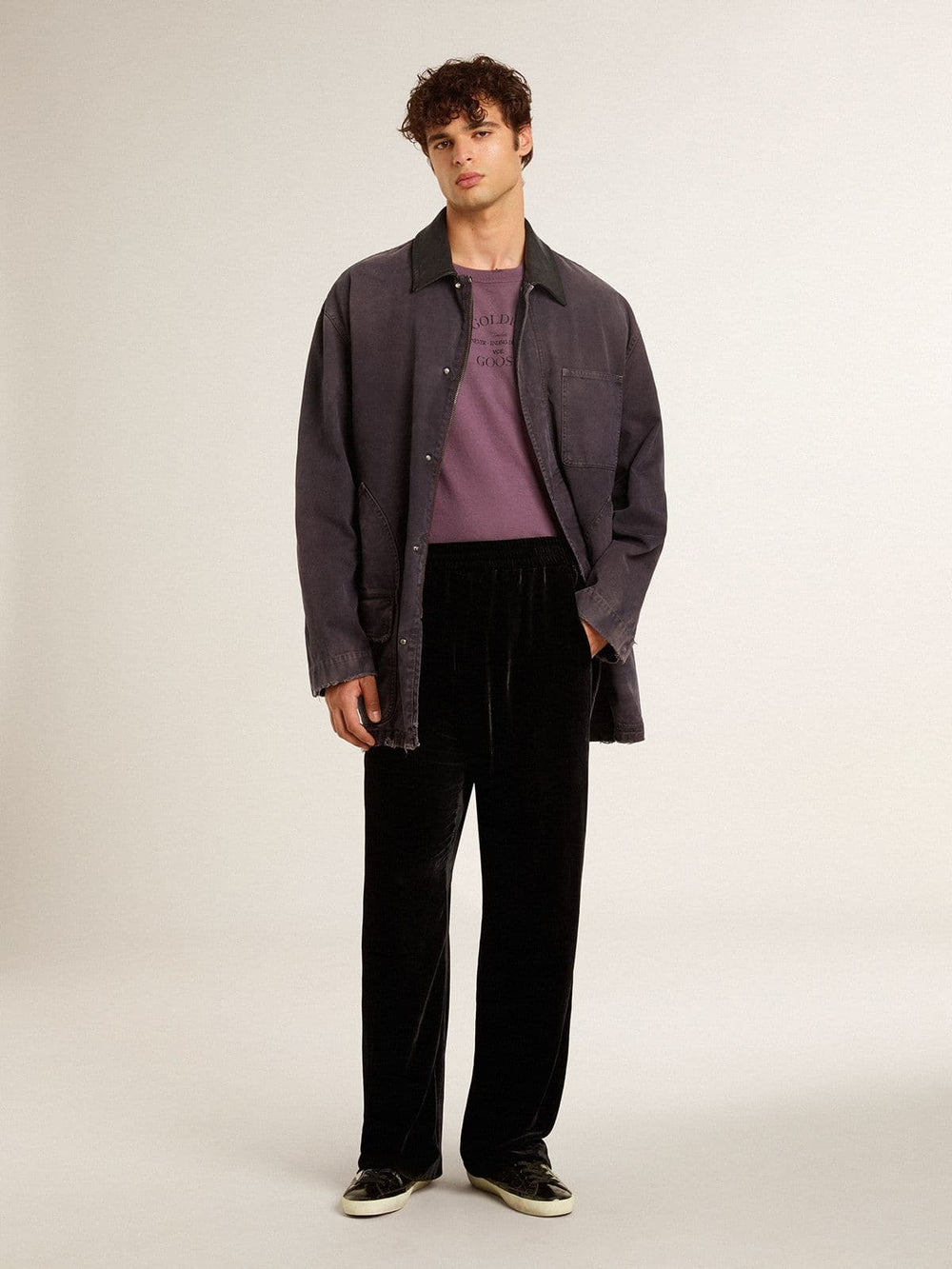 Golden Goose Men's Super-Star  in black patent leather with suede star and heel tab