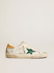 Golden Goose Men's Super-Star with green suede star and yellow croc-print leather heel tab
