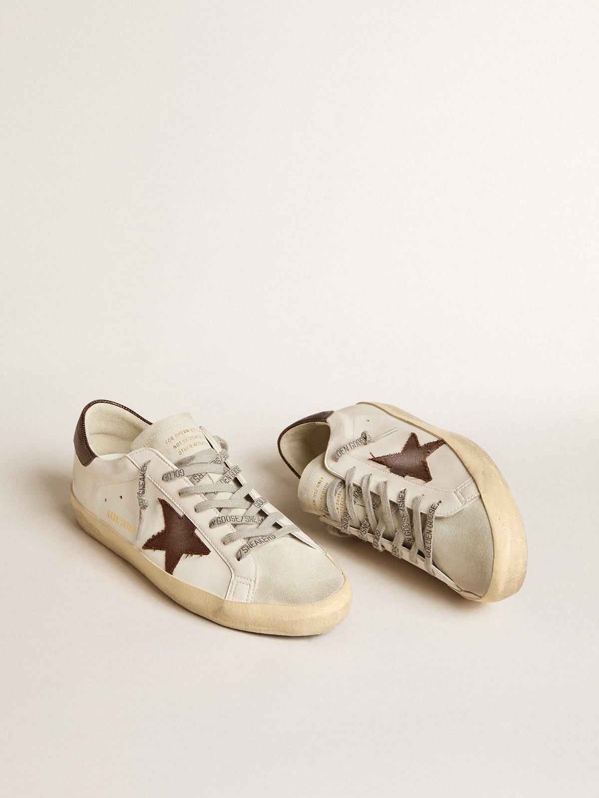 Golden Goose Men's Bio-based Super-Star with canvas star and dark brown leather heel tab