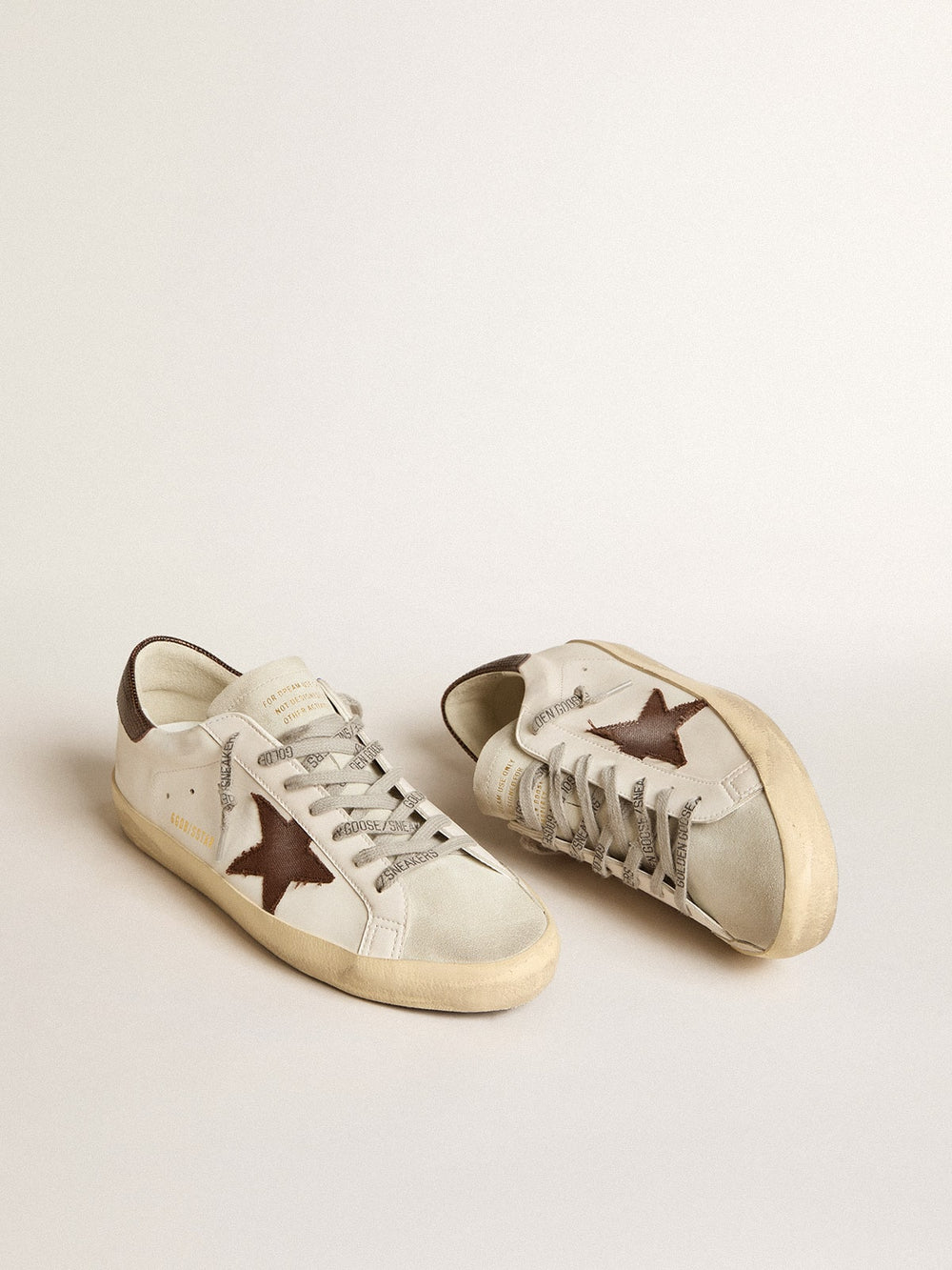 Golden Goose Men's Bio-based Super-Star with canvas star and dark brown leather heel tab