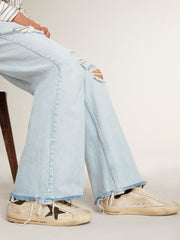 Golden Goose Men's Super-Star in leather with black denim star and black leather heel tab
