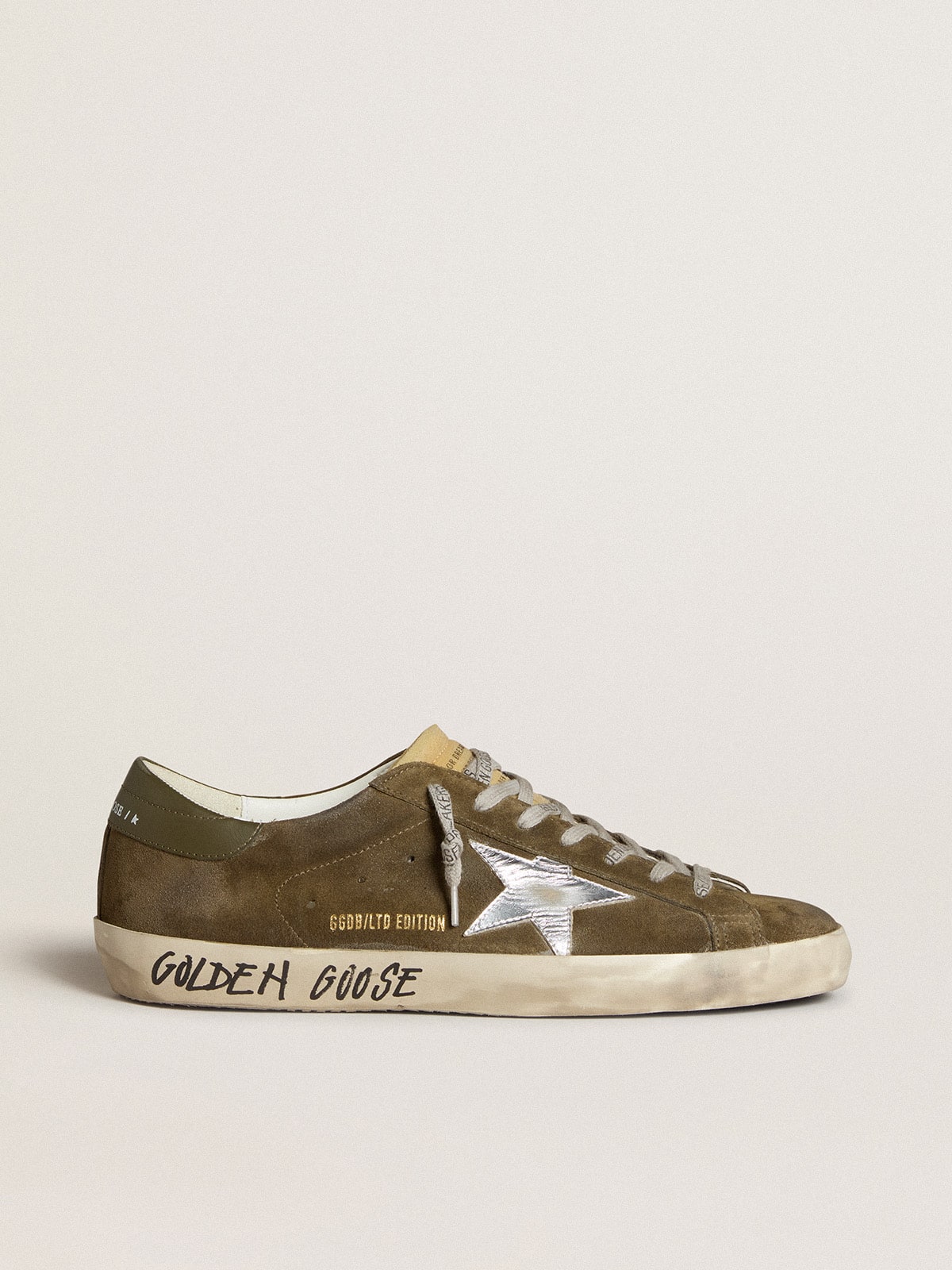 Golden Goose Men's Super-Star LTD in suede with metallic leather star and leather heel tab