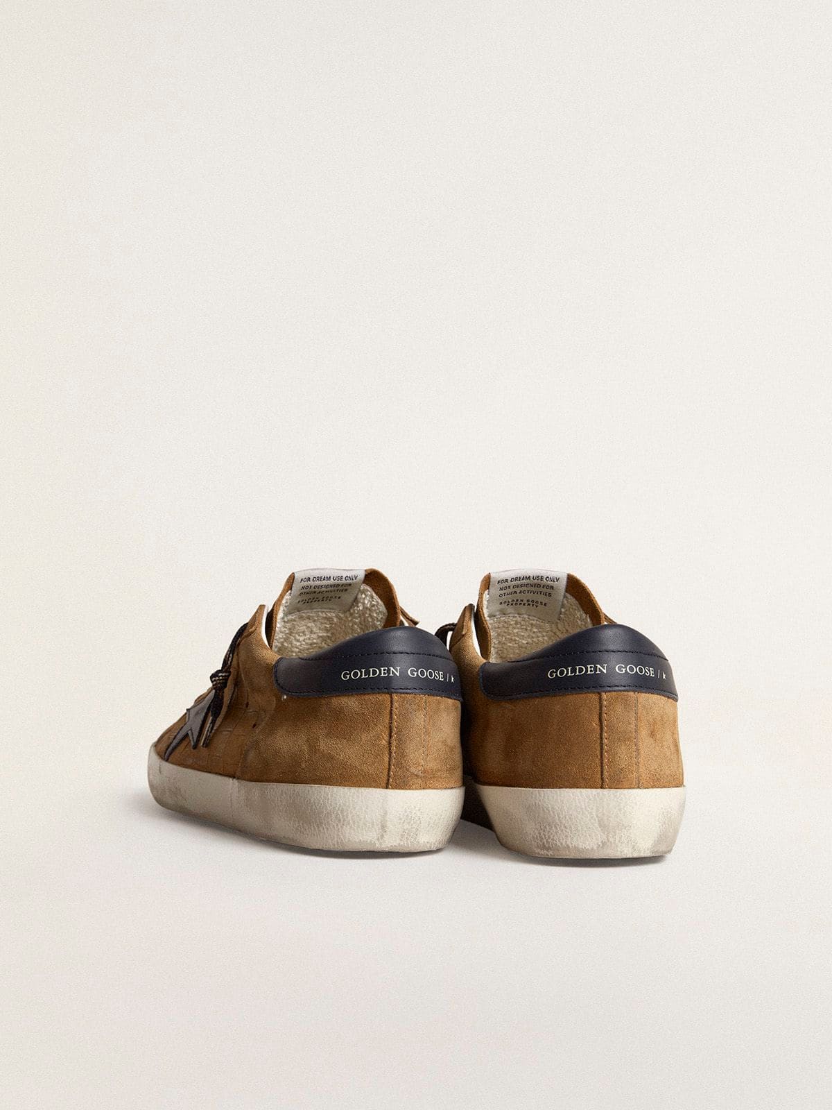Golden Goose Men's Super-Star LTD in tobacco-colored croc-print leather with midnight blue leather star and heel tab