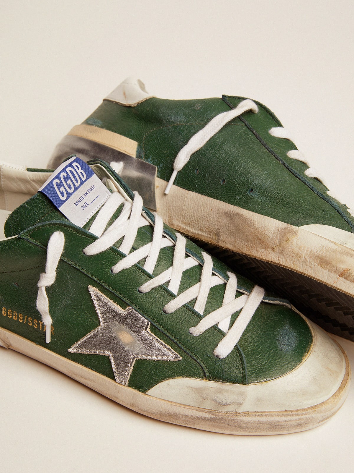 Golden Goose Men's Super-Star in green leather and multifoxing