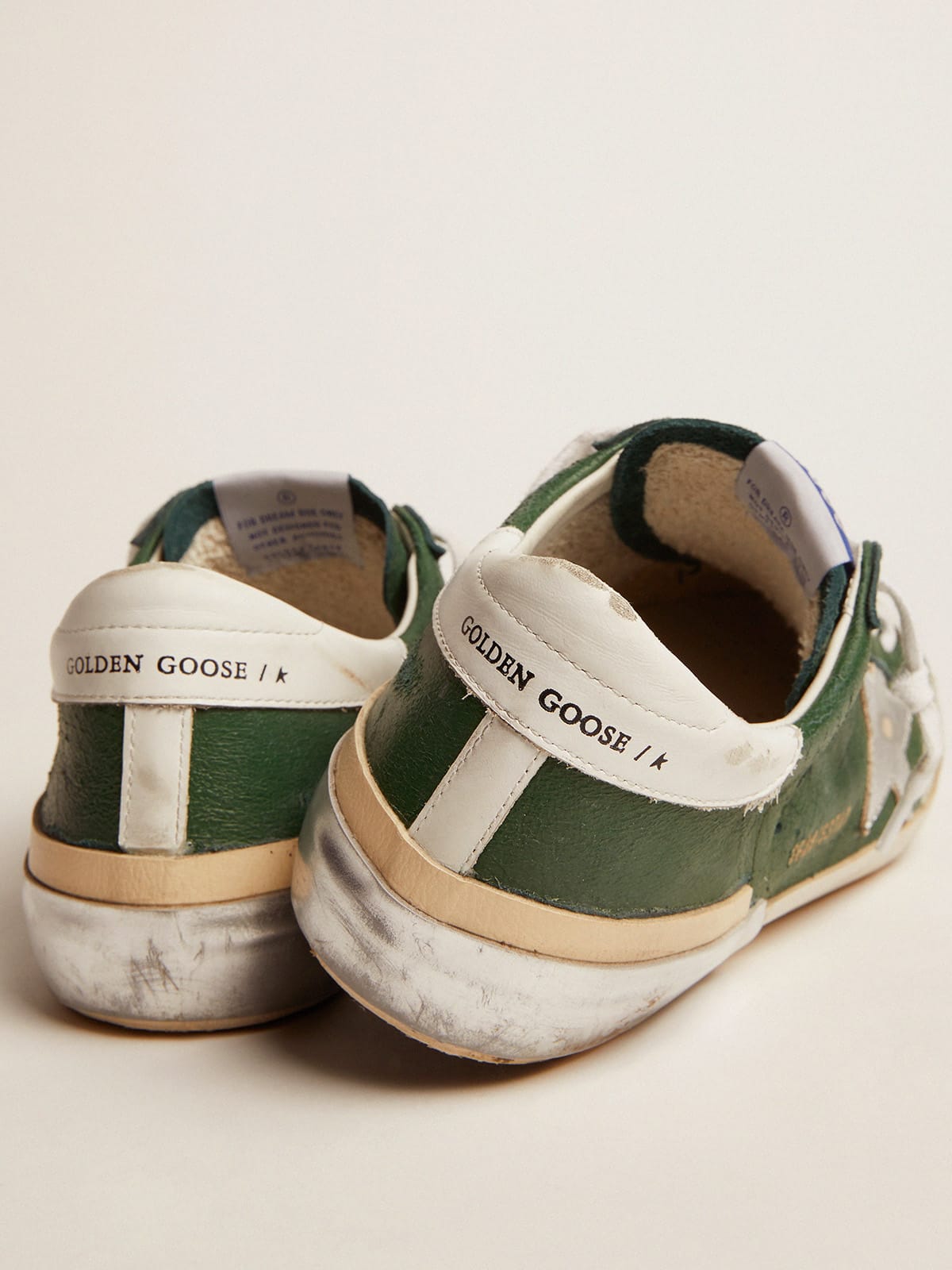 Golden Goose Men's Super-Star in green leather and multifoxing