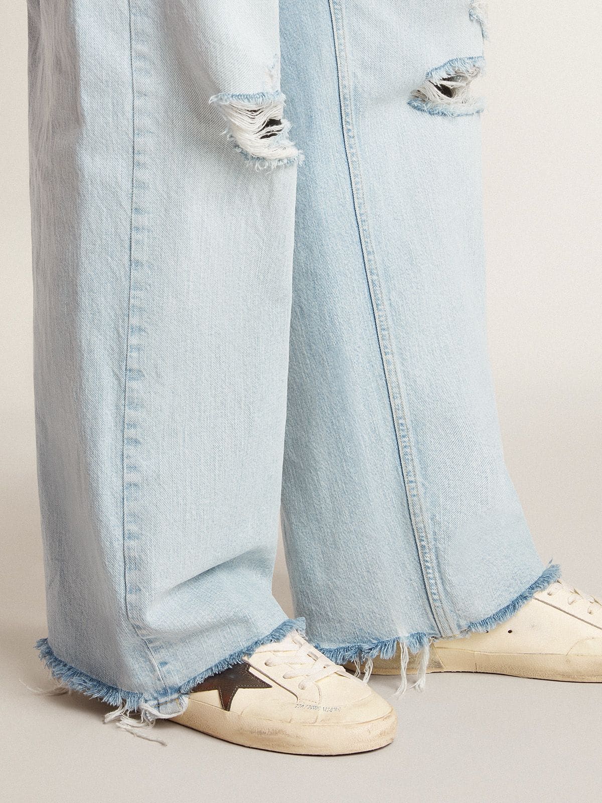Golden Goose Men's Super-Star LTD in nappa with metallic star and nubuck heel tab