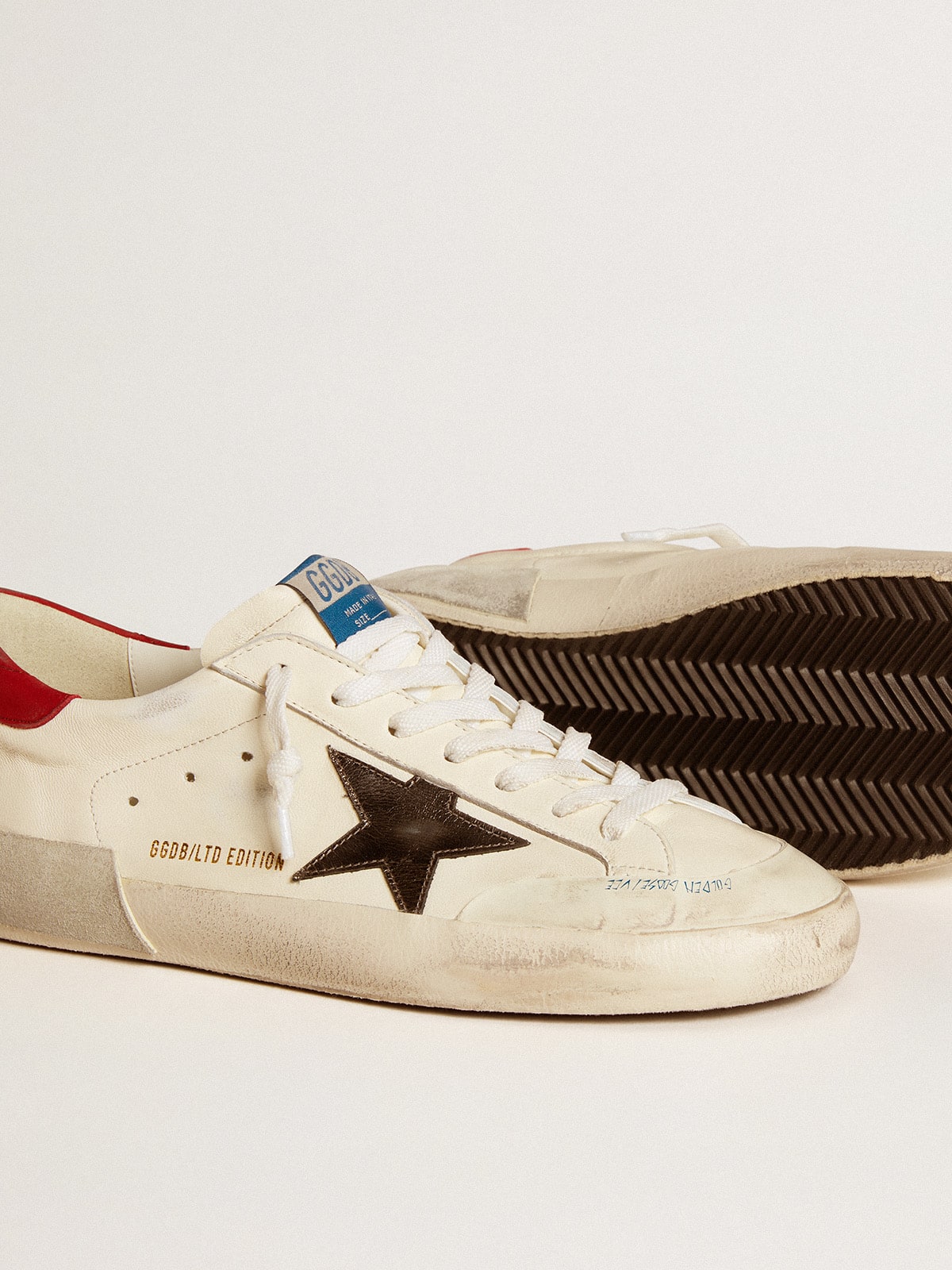 Golden Goose Men's Super-Star LTD in nappa with metallic star and nubuck heel tab