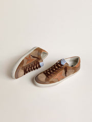 Golden Goose Men's Super-Star in brown suede with tan leather star and heel tab