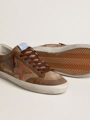 Golden Goose Men's Super-Star in brown suede with tan leather star and heel tab