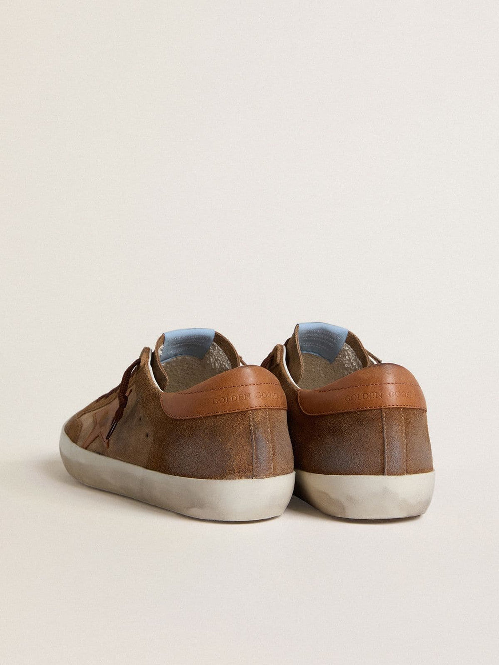 Golden Goose Men's Super-Star in brown suede with tan leather star and heel tab