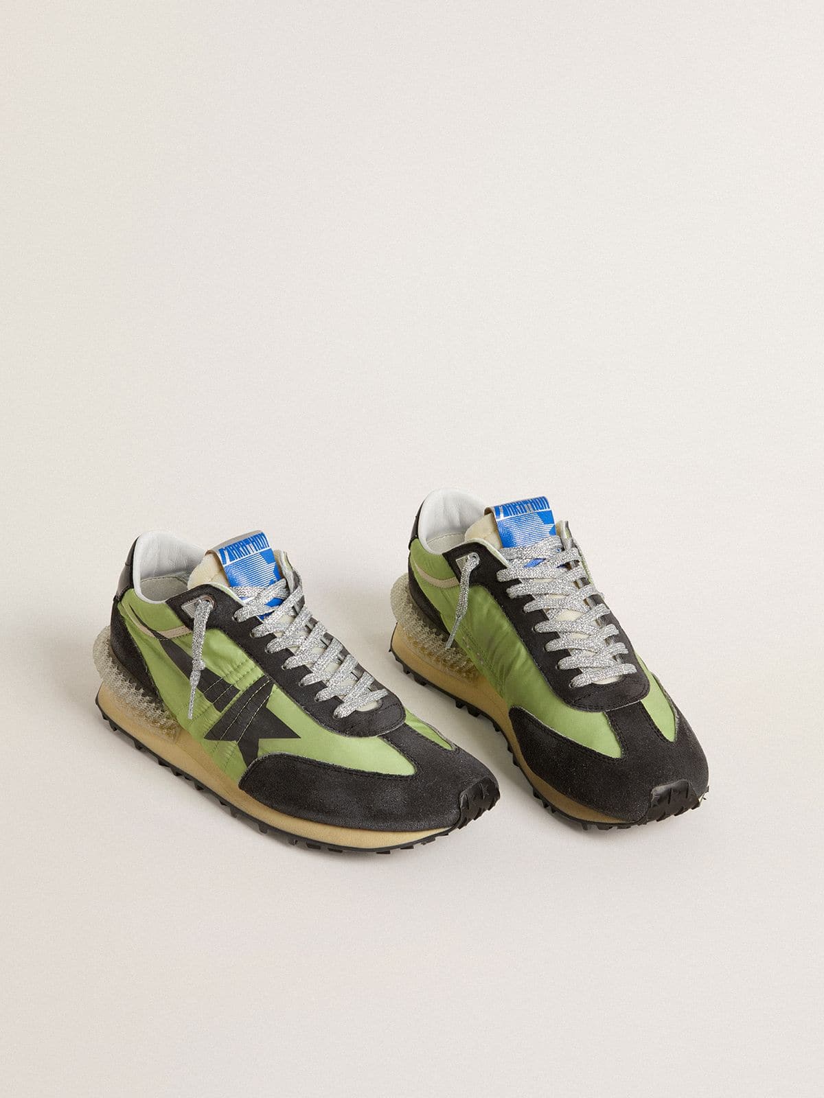 Golden Goose Men's Marathon with green nylon upper and black star